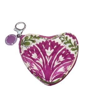 Vera Bradley Pink and Green Heart Coin Purse and Keychain